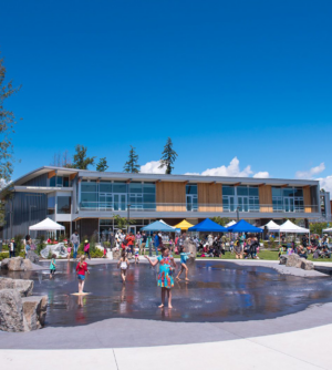 Splash pad with kids