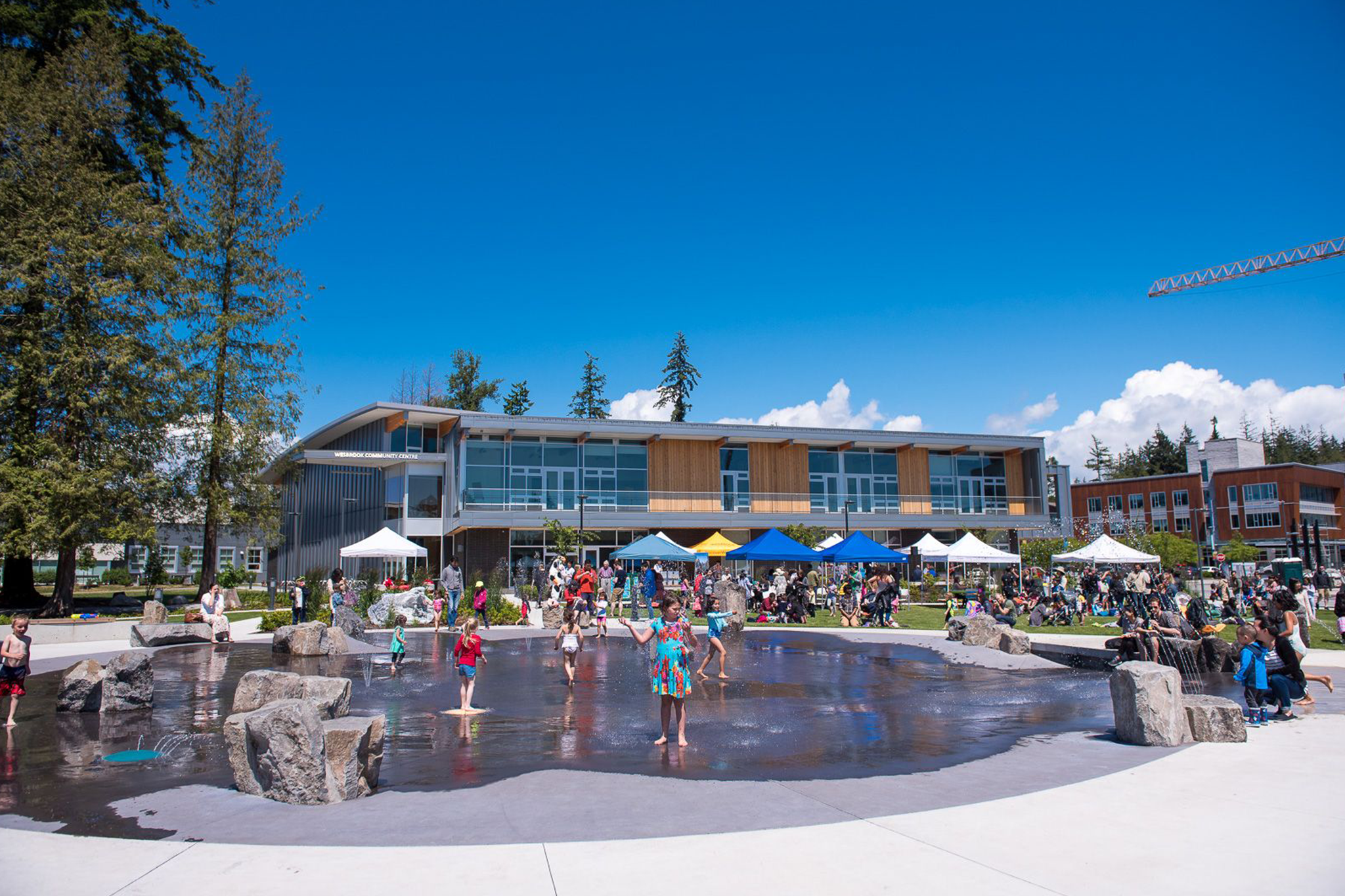 Splash pad with kids